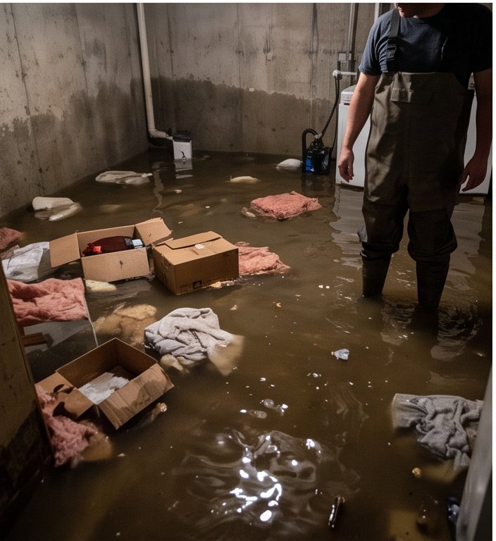 Basement standing water cleanup in Gainesville Georgia