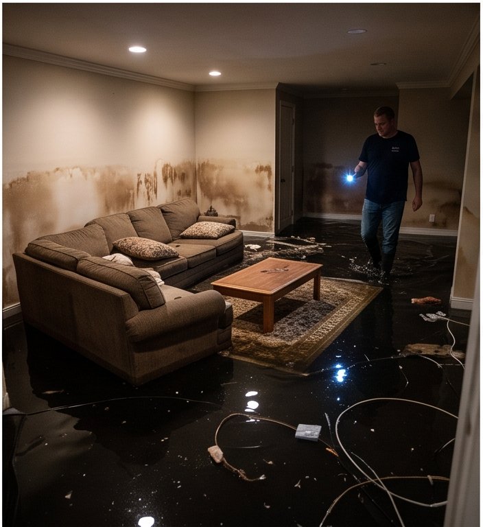 Finished basement flood cleanup near Oakwood Georgia